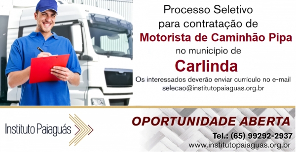 Processo Seletivo para Motorista de Caminhão Pipa em Carlinda-MT