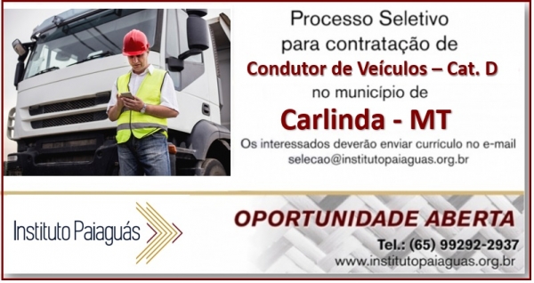 Processo Seletivo 010/2019 para Condutor de Veículos em Carlinda-MT