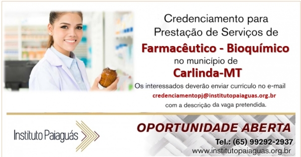 Credenciamento para Prestação de Serviços para Farmacêutico - Bioquímico em Carlinda-MT III